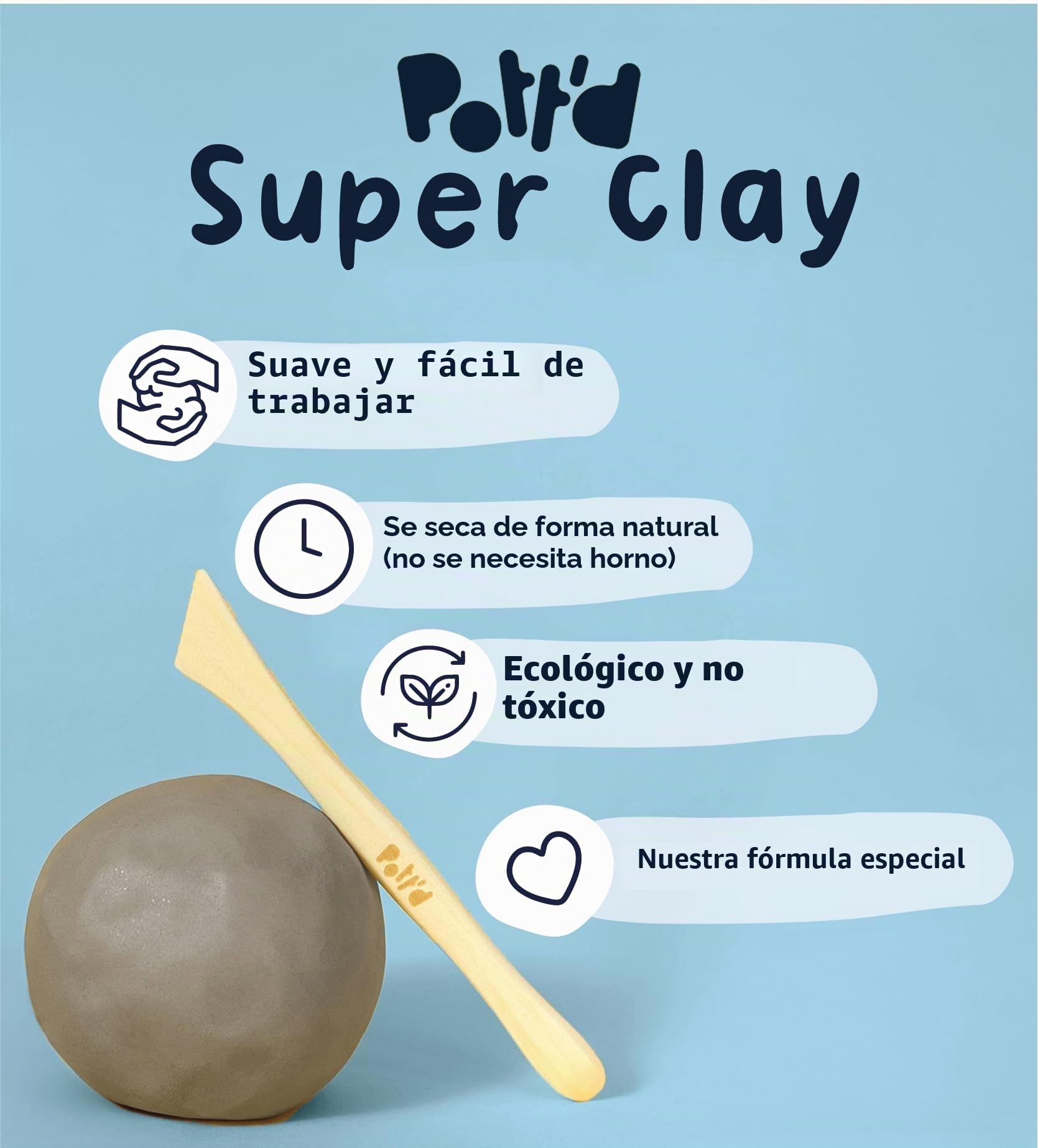 Pott'd Mini kits de cerámica | Kit de cerámica de arcilla seca al aire para adultos | Incluye pinturas, pinceles y herramientas de alfarería | Tutorial paso a paso en línea gratuito | Perfecto para