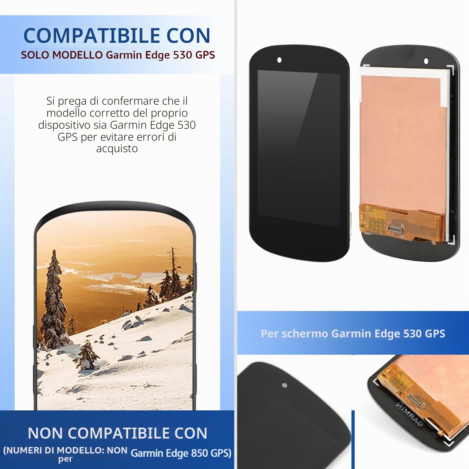 Schermo per Garmin Edge 530 GPS Display Digitalizzatore Touch Screen LCD per Garmin Edge 530 Schermo LCD Display + Kit di Riparazione YY