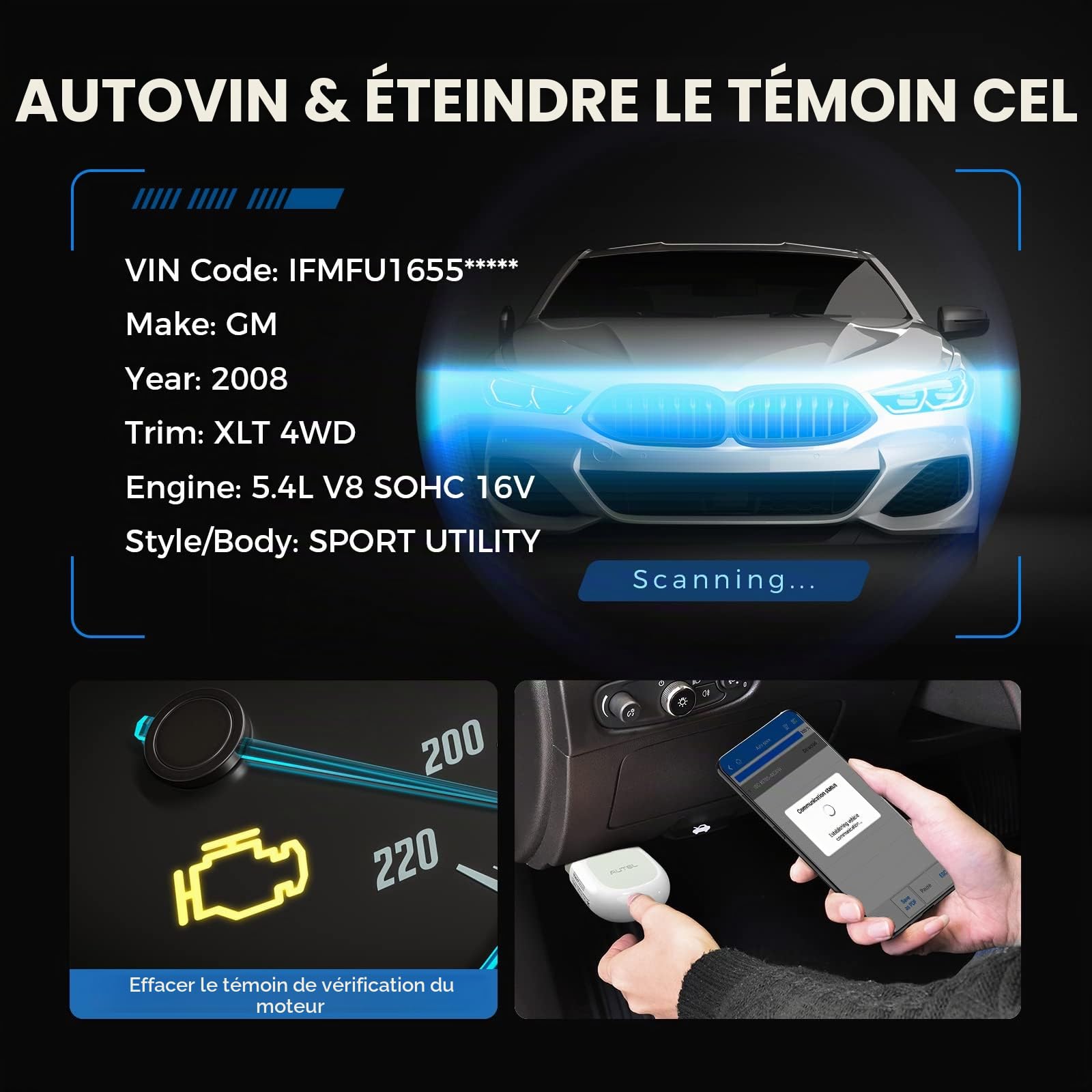 Autel AP200 Adaptateur Diagnostic Auto OBD2 Bluetooth pour Tous les Systèmes avec Codage d’Injecteur, AutoVIN, Service IMMO, RAZ de l'Entretien / EPB / BMS / SAS / TPMS / FAP Adapté pour Bricoleurs