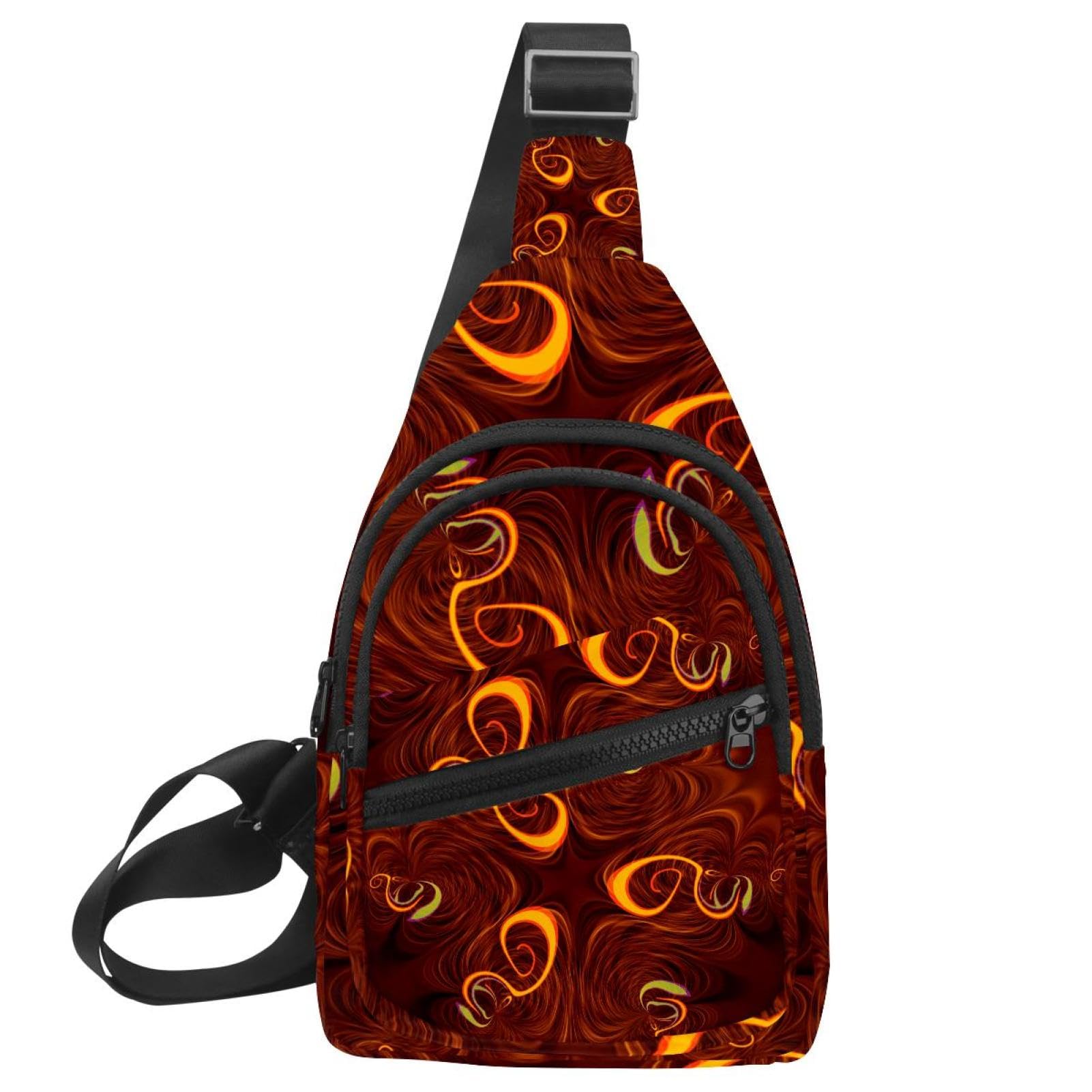 Sac à dos à bandoulière marron abstrait multicolore avec sangle réglable confort - 7