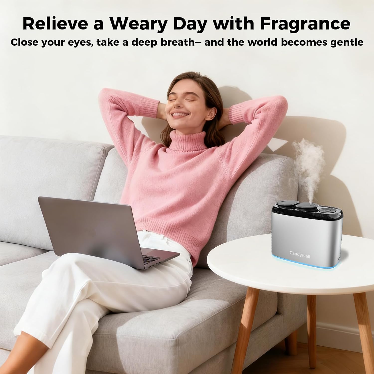 Smart Waterless Essential Oil Diffuser with Dual Nozzle & App Control, Cold Air Tech Diffuser for 1500 Sq Ft, with 4 Timer & Mist Levels, Hotel Scent Diffuser for Home & Office