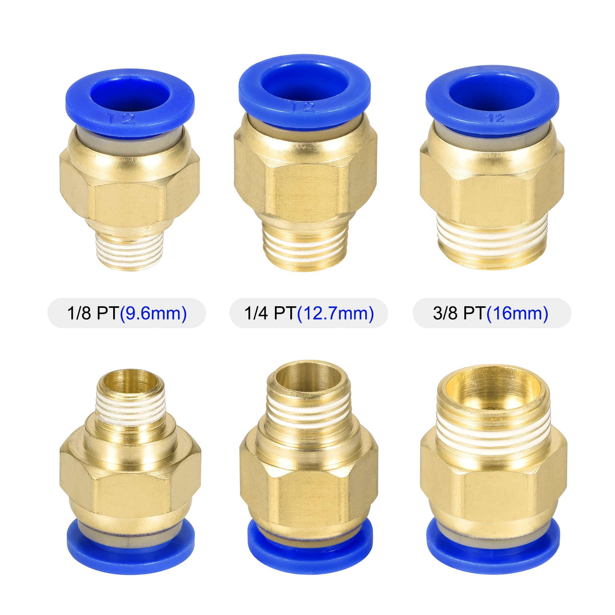 sourcing map Neumática Aire Manguera Tubería PU Aire Compresor Tubo 8mm/0.3''ID x 12mm/0.5''OD x 10m/32.8pies Poliuretano Tubo Azul con 7 Tipo Conexión Montajes