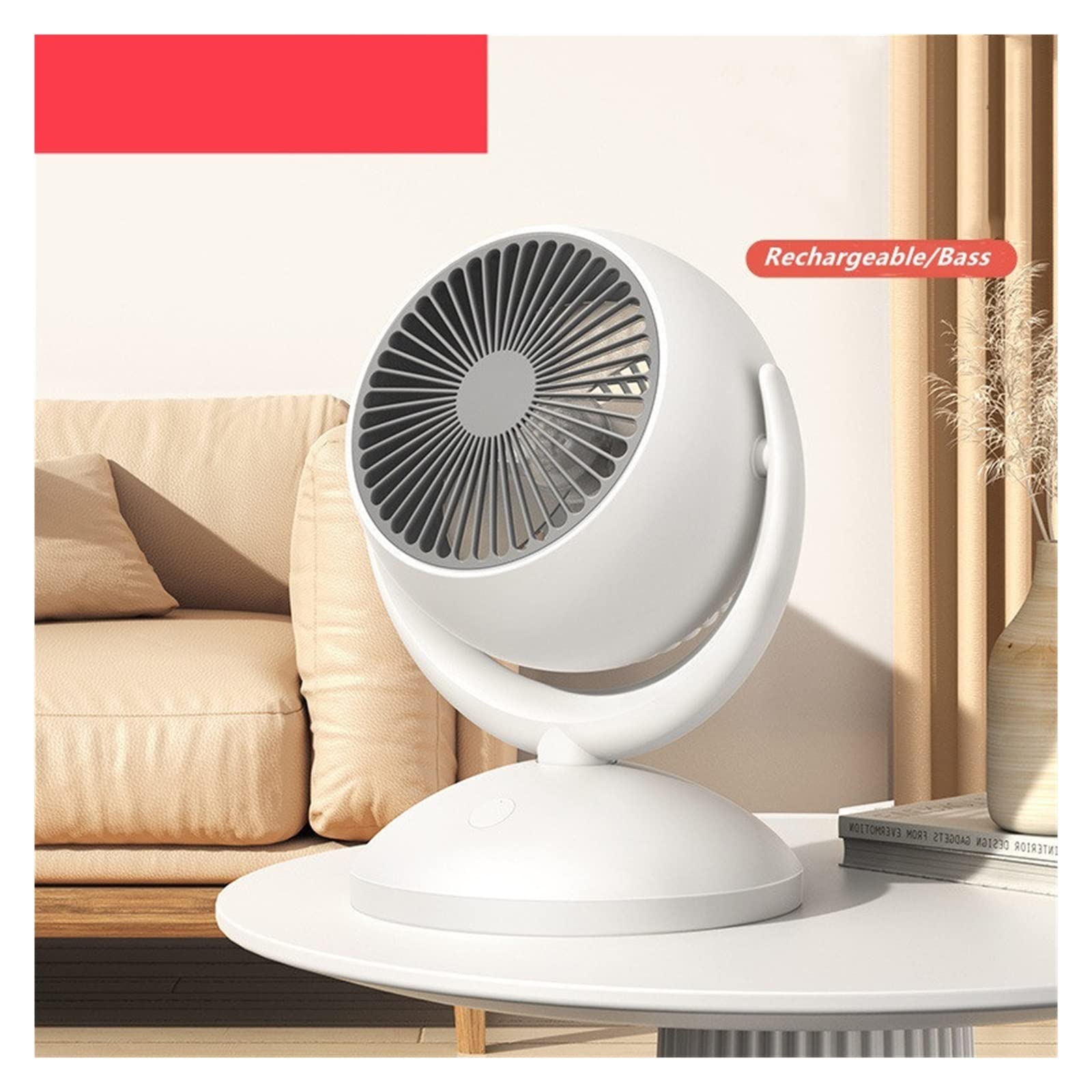 XJBTBA Ventola Regolabile a 4 velocità Rotazione a 360° Ventola di Raffreddamento per Ciclismo ad Aria da Tavolo per Uso Domestico Ventilatore Portatile Silenzioso Ricaricabile USB da Pavimento