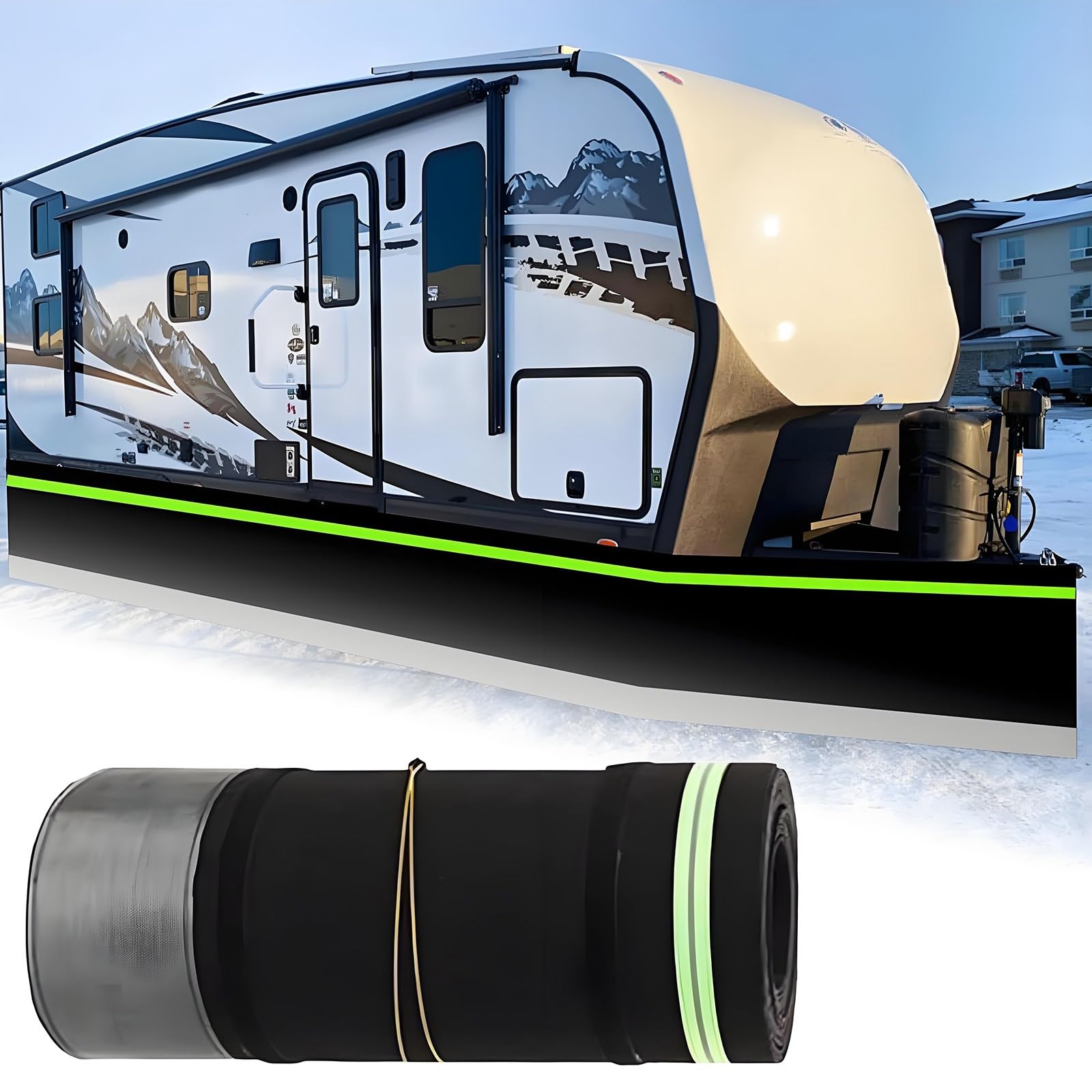 Falda RV para Remolque de Viaje, Instalación Sencilla, Aislada y Resistente al Viento y la Nieve Altura 80 cm Ideal para Jardín y Exteriores(L 20m/60.62ft)