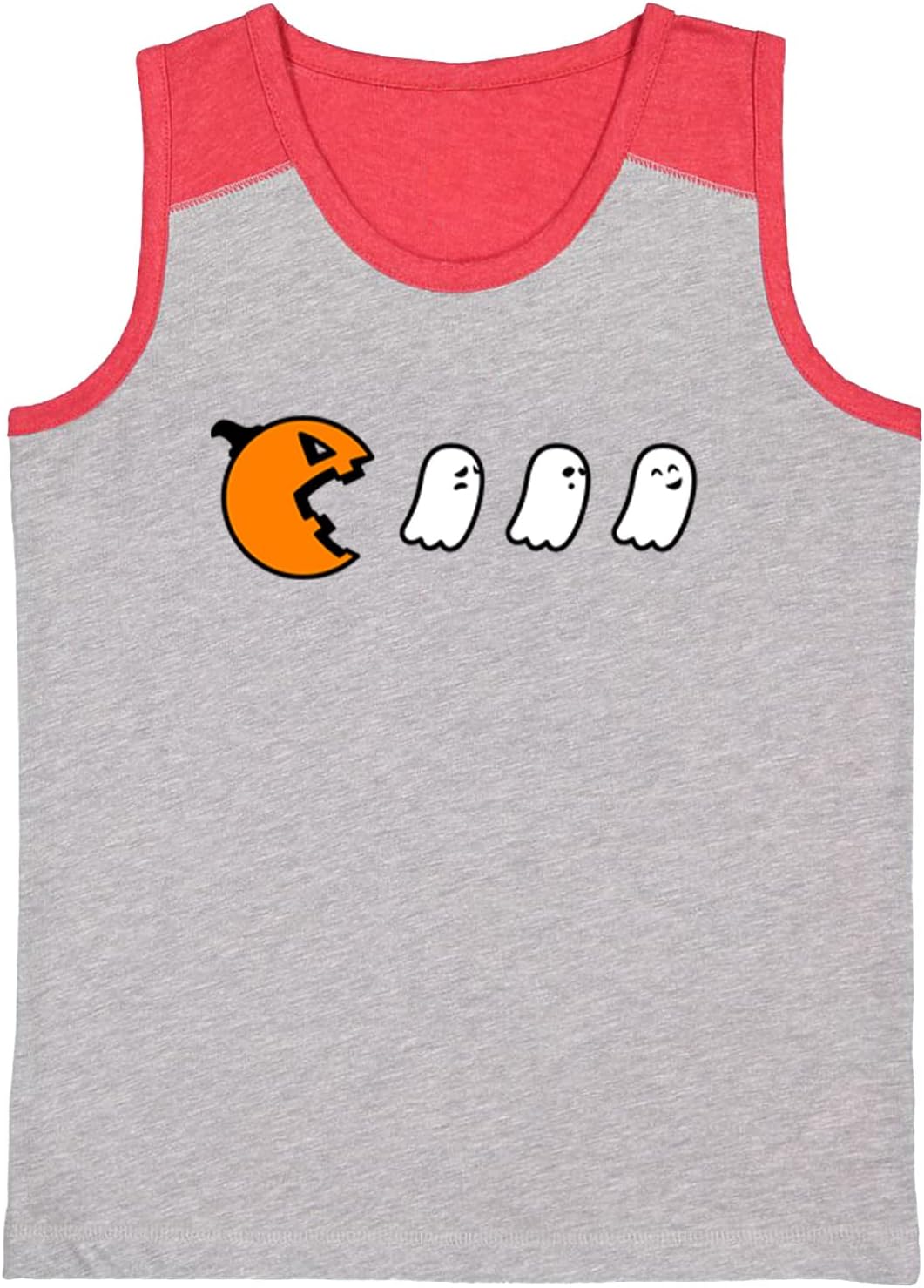 Pumpkin Eating Ghosts - Retro Game Youth Contrast Back Tank Top