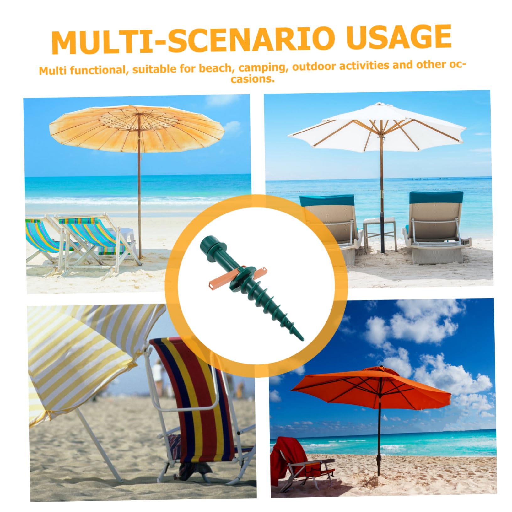 Sombrilla de playa con soporte resistente y sistema de anclaje, sombrilla de playa y clavijas para resistencia al viento, perfecta para proteger el sol al aire libre