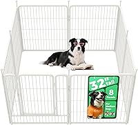 Vista 46 de FXW Rollick Unleashed corralito para perros en interiores, patio, campamento de casas rodantes, 40 pulgadas, 8 paneles para perros medianos y Blanco