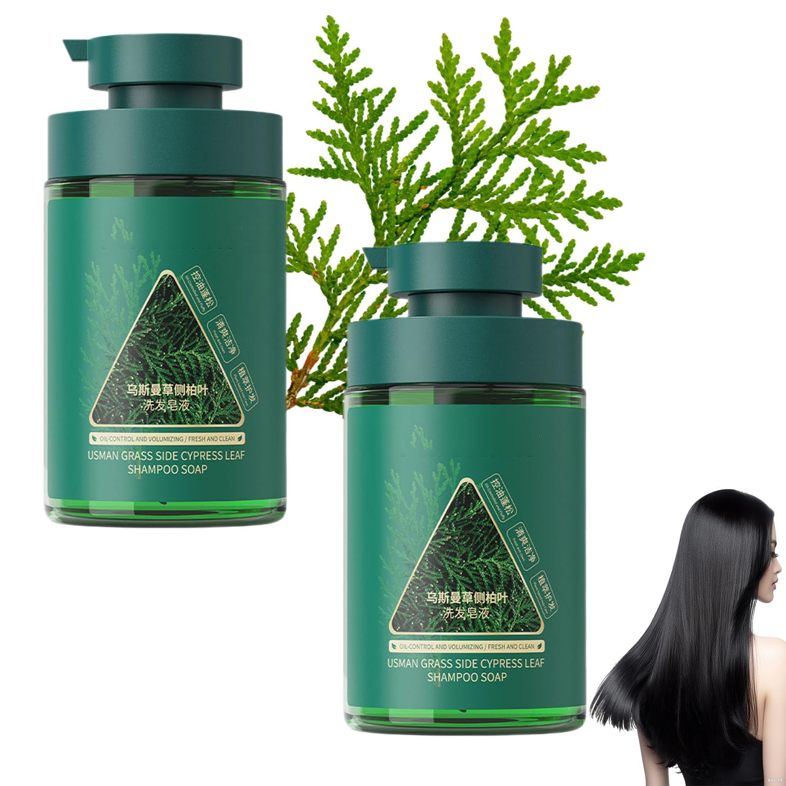 Shampoo verde coreano al sapone per la crescita dei capelli, barra shampoo Nature Triangle, shampoo al sapone verde Nature Seven, controlla l'untuosità, elimina la forfora, rinforza i capelli (2PC)