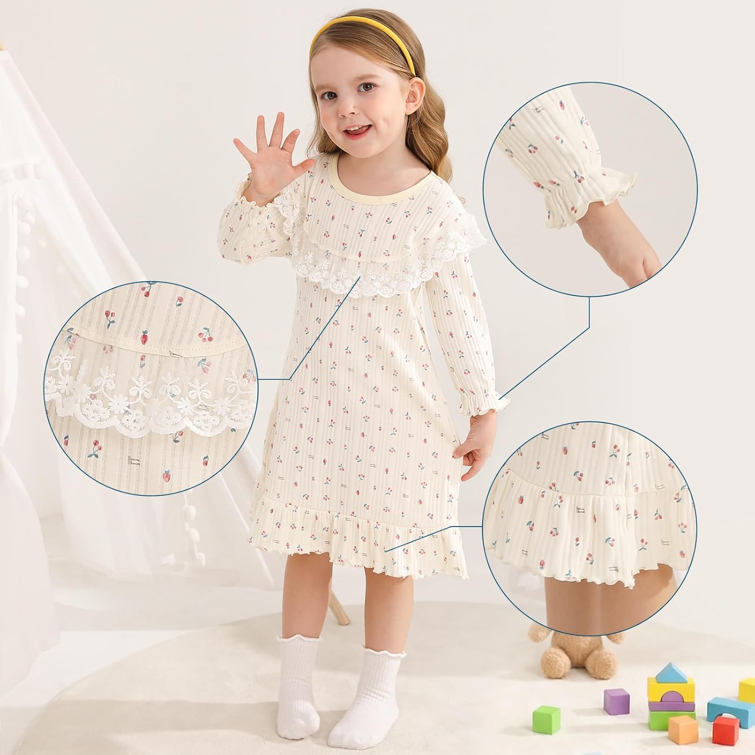 Girls' Cotton Dress,Toddler Soft Breathable Dresses 3-12Years - Image 5