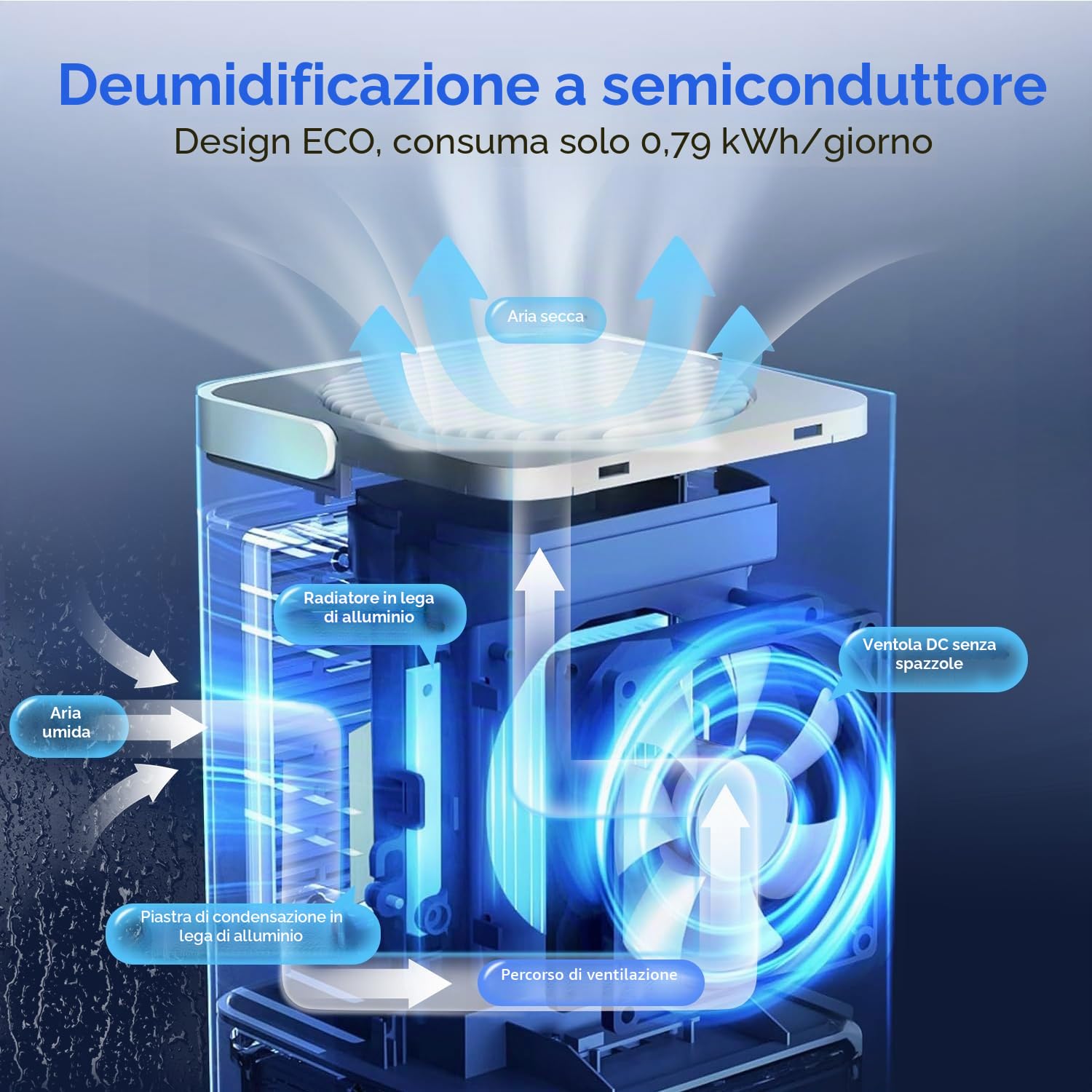 EasyAcc® Deumidificatore Casa Muffa 1200ml Deumidificatore Portatile Elettrico Silenzioso Efficiente Autosbrinamento per Cameretta Bagno Ufficio Armadio Garage
