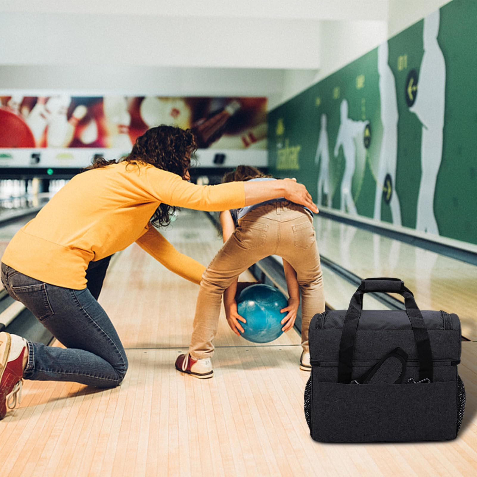 Sac de bowling – Sac de bowling avec supports de balles et séparateur rembourré – Sac de bowling double pour 2 balles avec support de balle pour homme