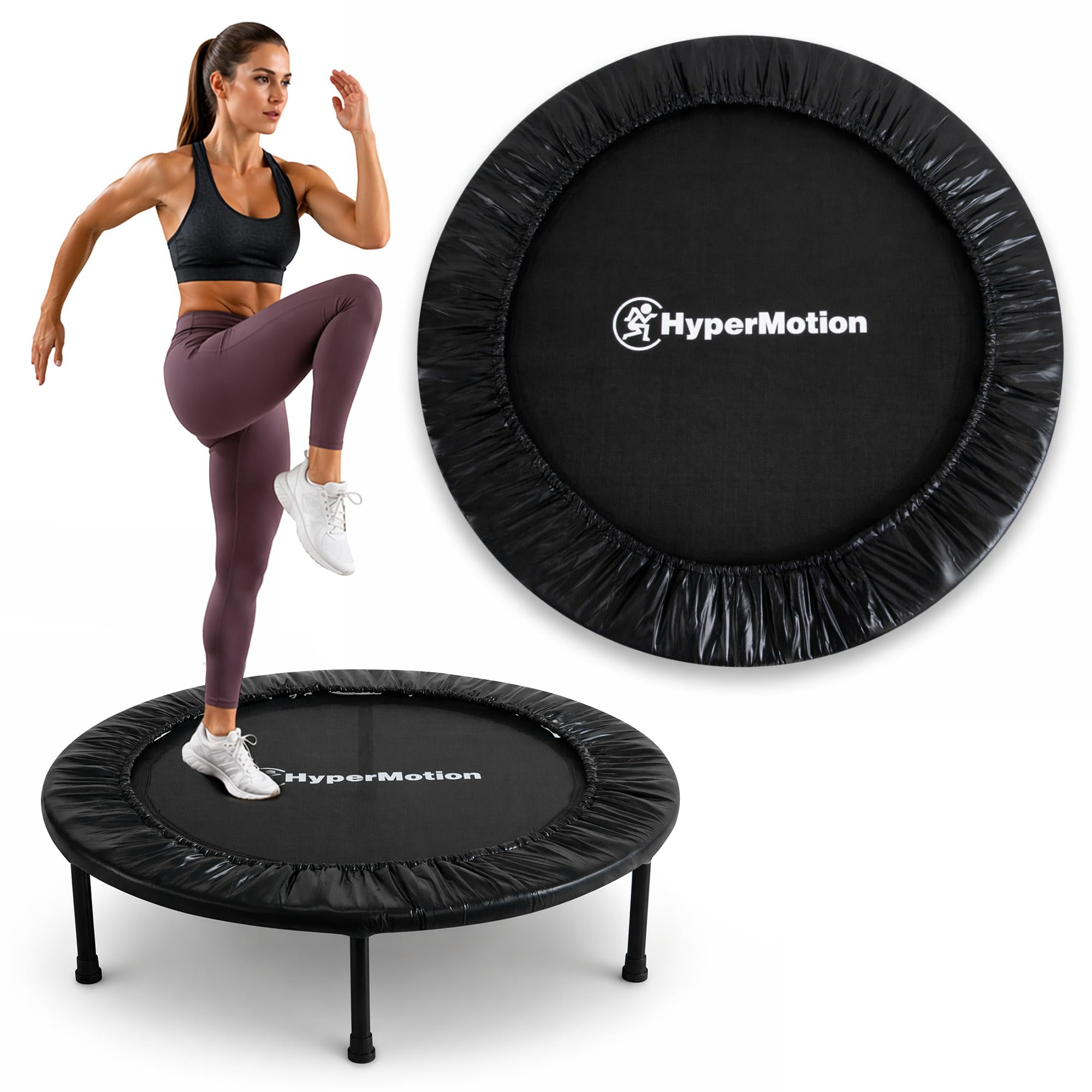 HyperMotion Trampolina Fitness do Ćwiczeń Domowych 91 cm Mini Trampolina Treningowa Cardio do Domu Składana Stabilna Trampolina dla Dorosłych i Młodzieży HYP96