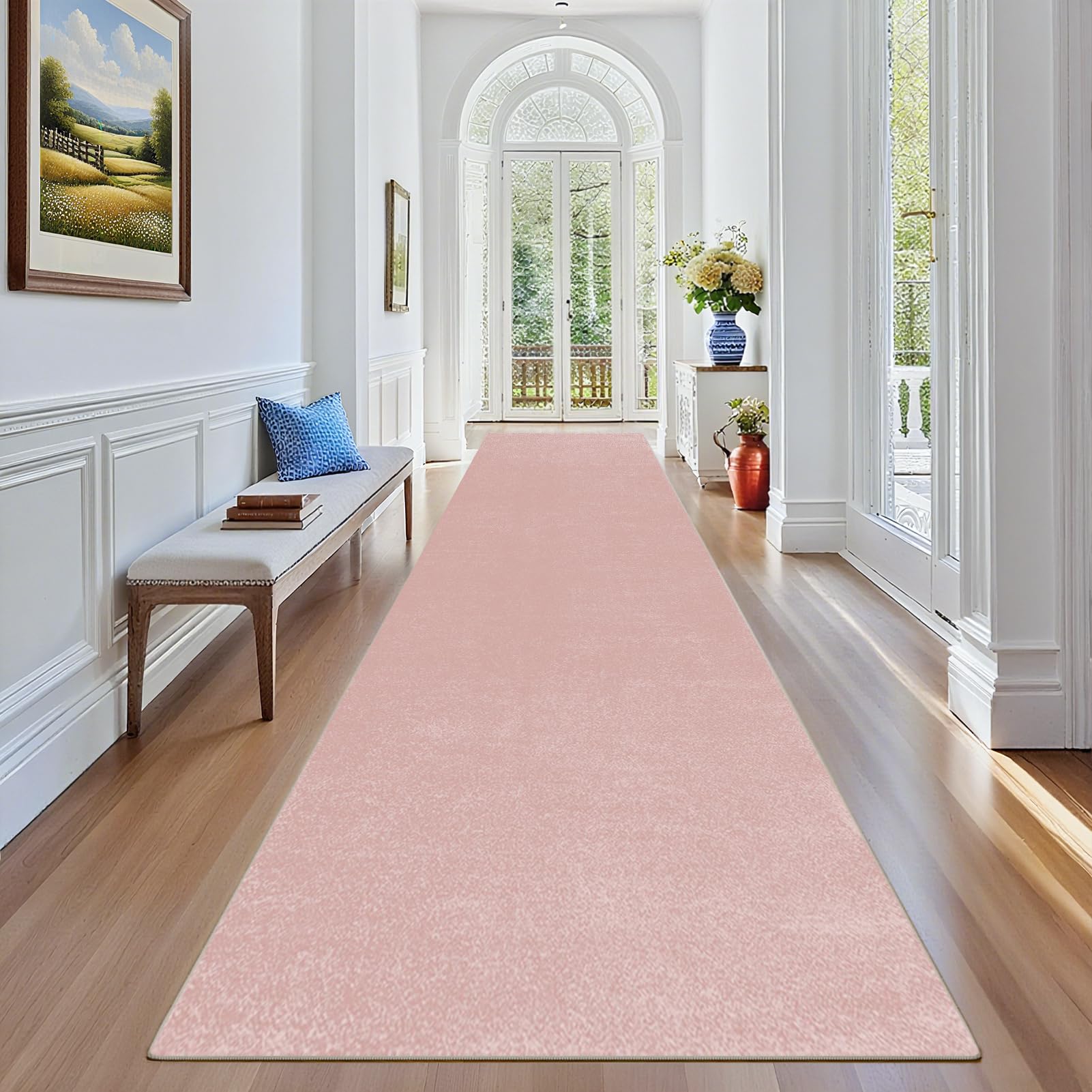 Tapis de passage antidérapant lavable pour éviter les glissades rose