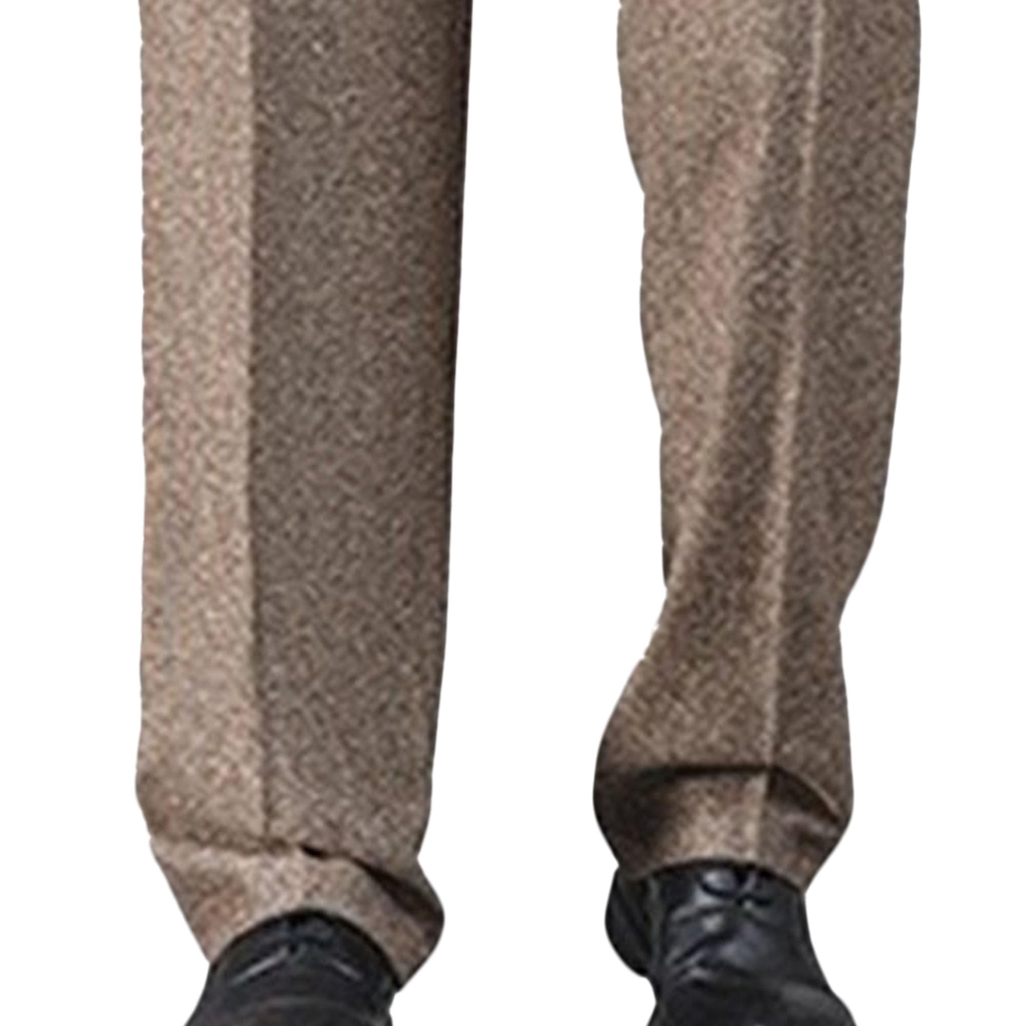Pantaloni da uomo in stile retrò, in tweed a spina di pesce, in lana spessa, stile casual, a spina di pesce, pantaloni per tutti i giorni