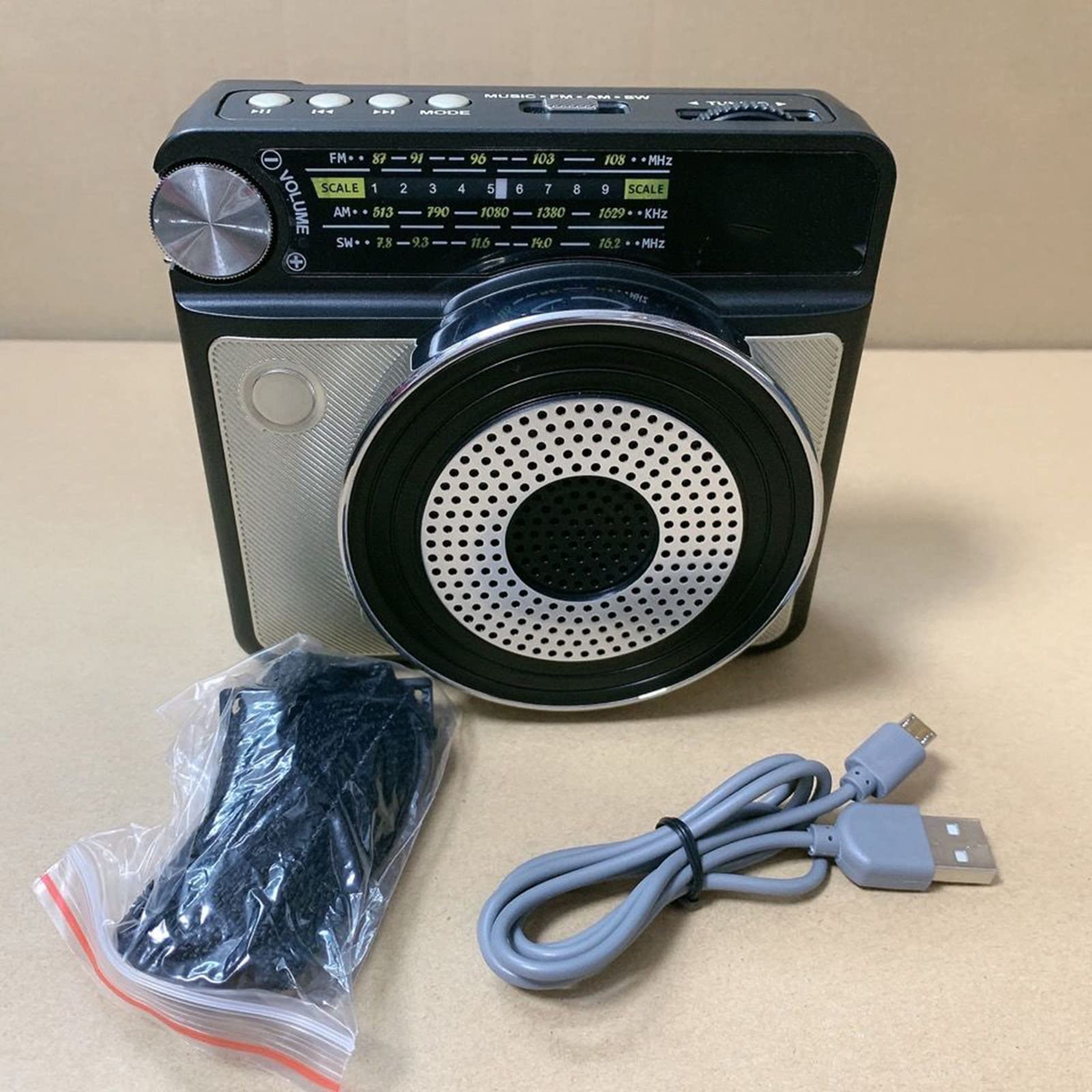 Radio Portable Vintage FM/AM/SW, Bouton de réglage, Prise en Charge de la Carte Bluetooth/TF/AUX/LecteurUSB,Noir