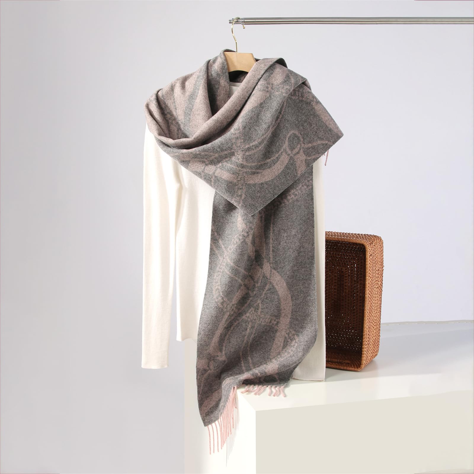Pañuelo de lana con patrón de moda, suave y transpirable, bufanda para el cuello para hombre y mujer, varios trajes, pashmina multicolor