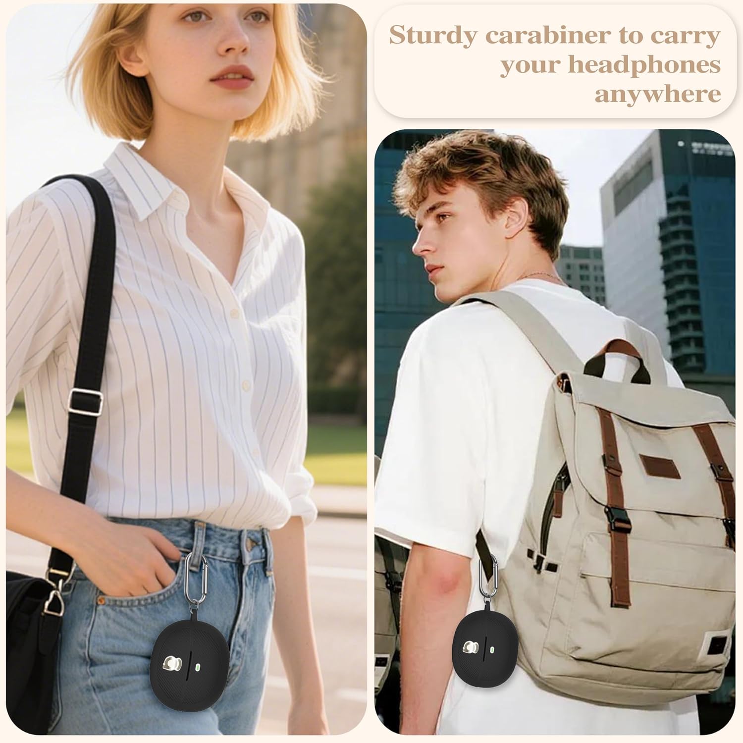 Case Compatible with Baseus Inspire XC1 Earbuds, Soft Silicone Protective Cover for Women Men Teens with Keychain & Cleaning Kit, Shockproof Anti-Slip Anti-Scratch Washable Covers (Black)(LED Visible) - Image 6