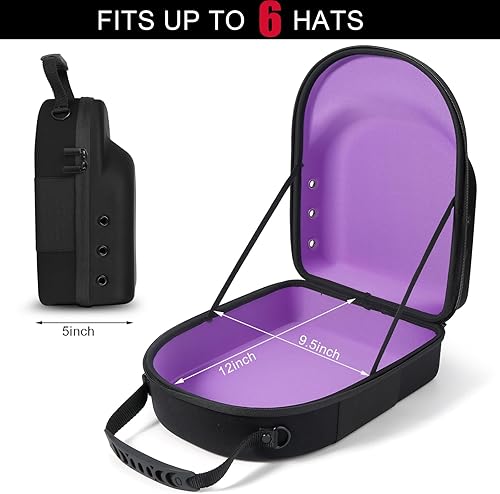 Miniatura 24 de Funda rígida para gorra de béisbol, funda de viaje con correa ajustable para el hombro, funda para 12 gorras de béisbol, perfecta para viajes y Negro