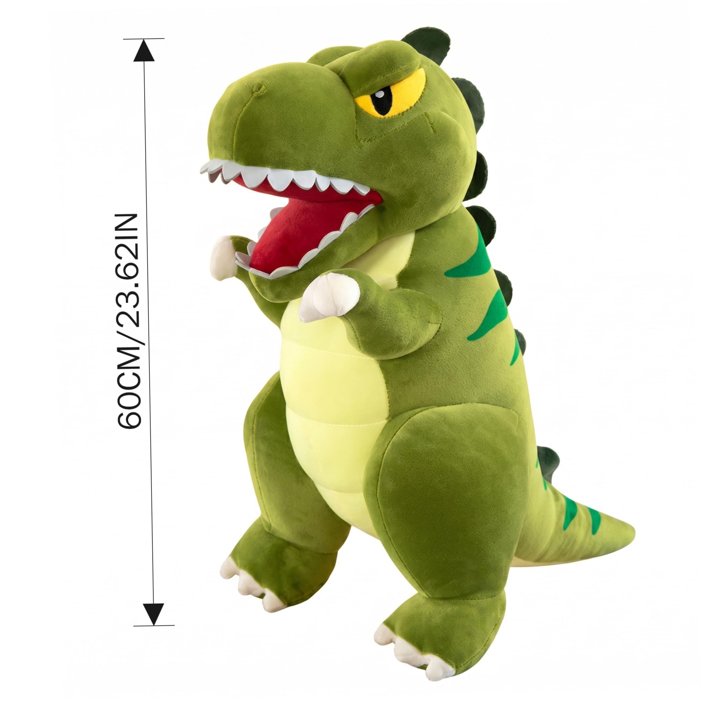 Dinosaurio De Peluche, Lindo Juguete De Peluche De Dinosaurio, Almohada Suave Y Acogedora, Compañero para Niños, Verde, 23, 62 Pulgadas (60 Cm)