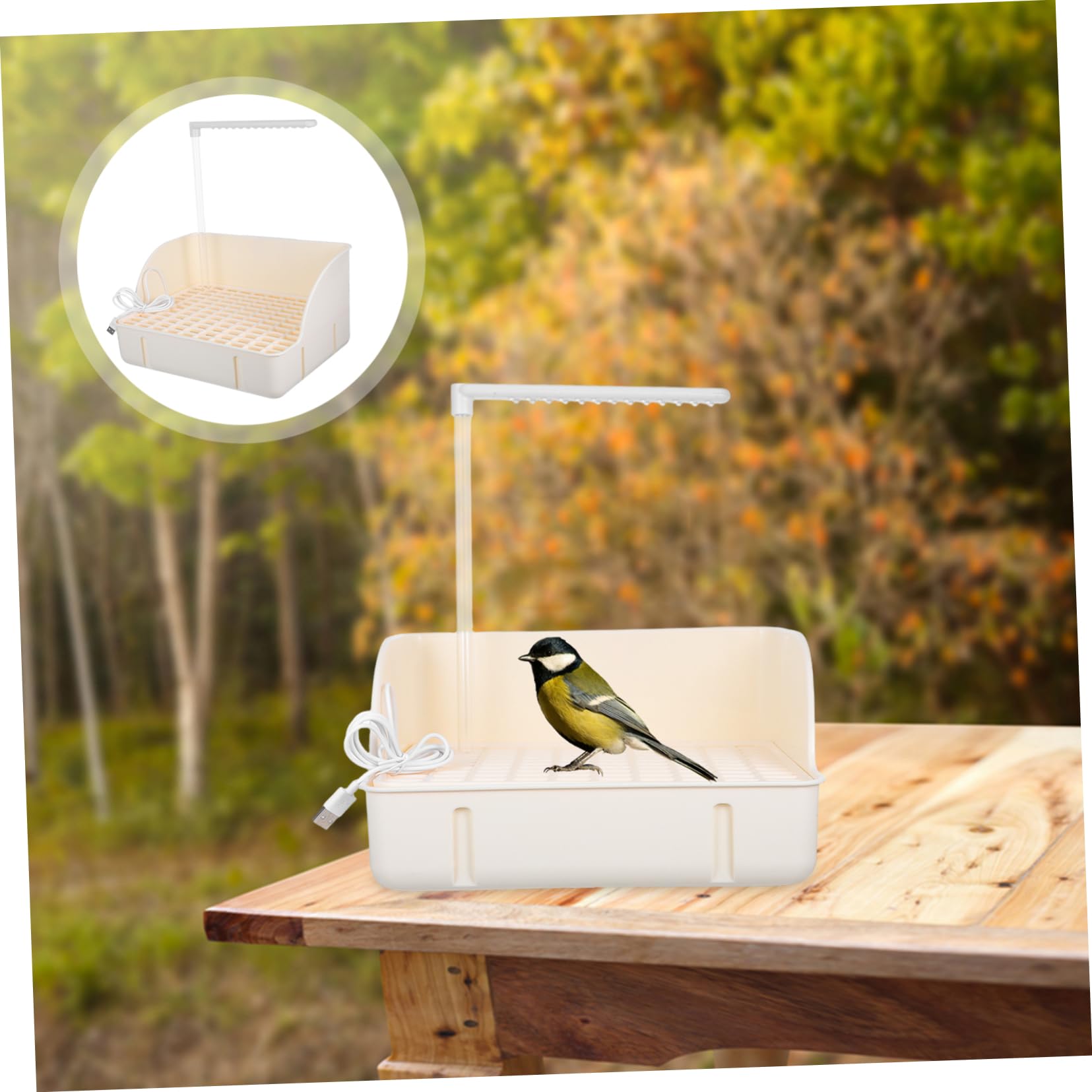 Toddmomy Hängendes Vogelbad mit Automatischer Wasserzirkulation aus Kunststoff und Duschkopf für Wellensittiche und Nymphensittiche im Garten und Terrasse