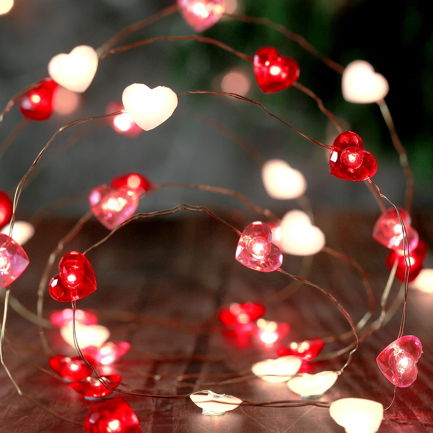 MIYA LIFE Valentine Fairy Lights Heart Lights Battery Operated Valentine String Lights Ideal Valentines Day Decorations for Home Wedding Valentines Day Tree Decorations image 5