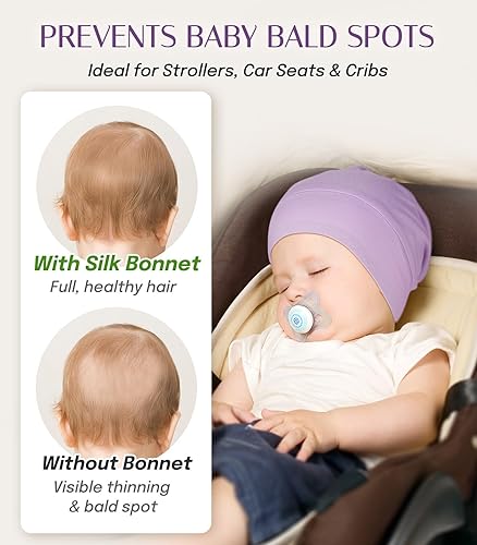 Miniatura 7 de OLESILK Gorro de Seda para Bebé de 0-6 Meses - Gorro de Cabello para Niños Pequeños de Seda de Morera 100%, Gorro de Noche Ajustable para Dormir