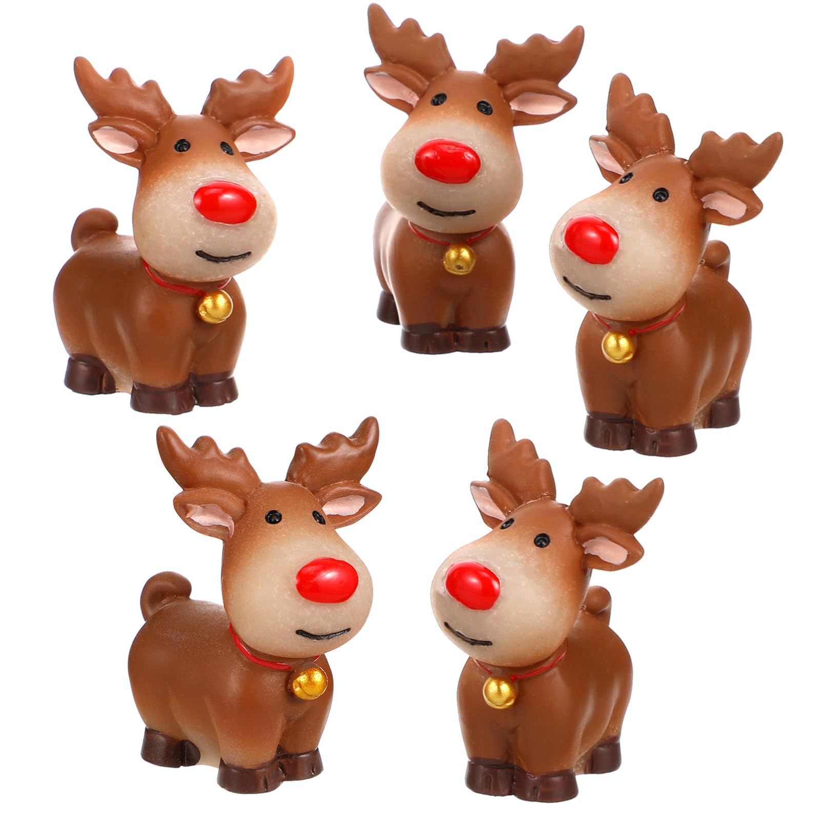 Cabilock 5piezas Adornos De Trineo De Alces De Resina Mini Adornos De Ciervo para Escritorio Decoración Navideña para Dormitorio y Sala De Estar para Fiesta Navideña