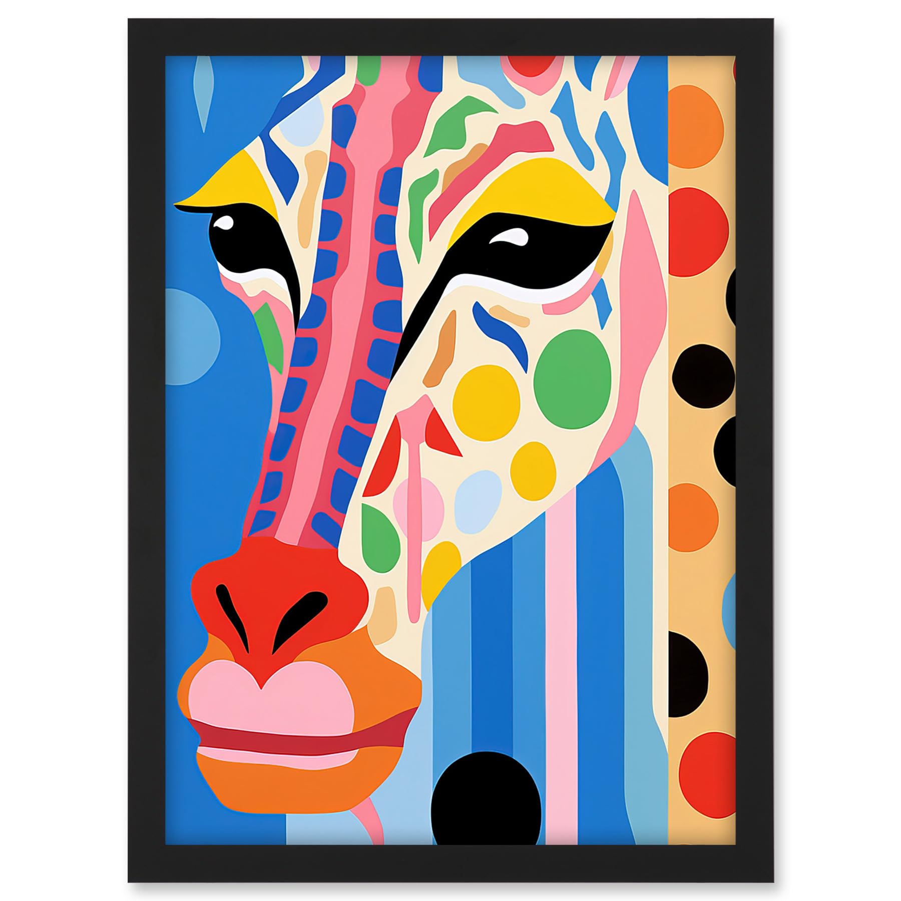 Artery8 I Woke Up Like This Giraffe Henri Matisse Style Artwork Vibrant Abstract Portrait Artwork Framed A3 Wall Art Print