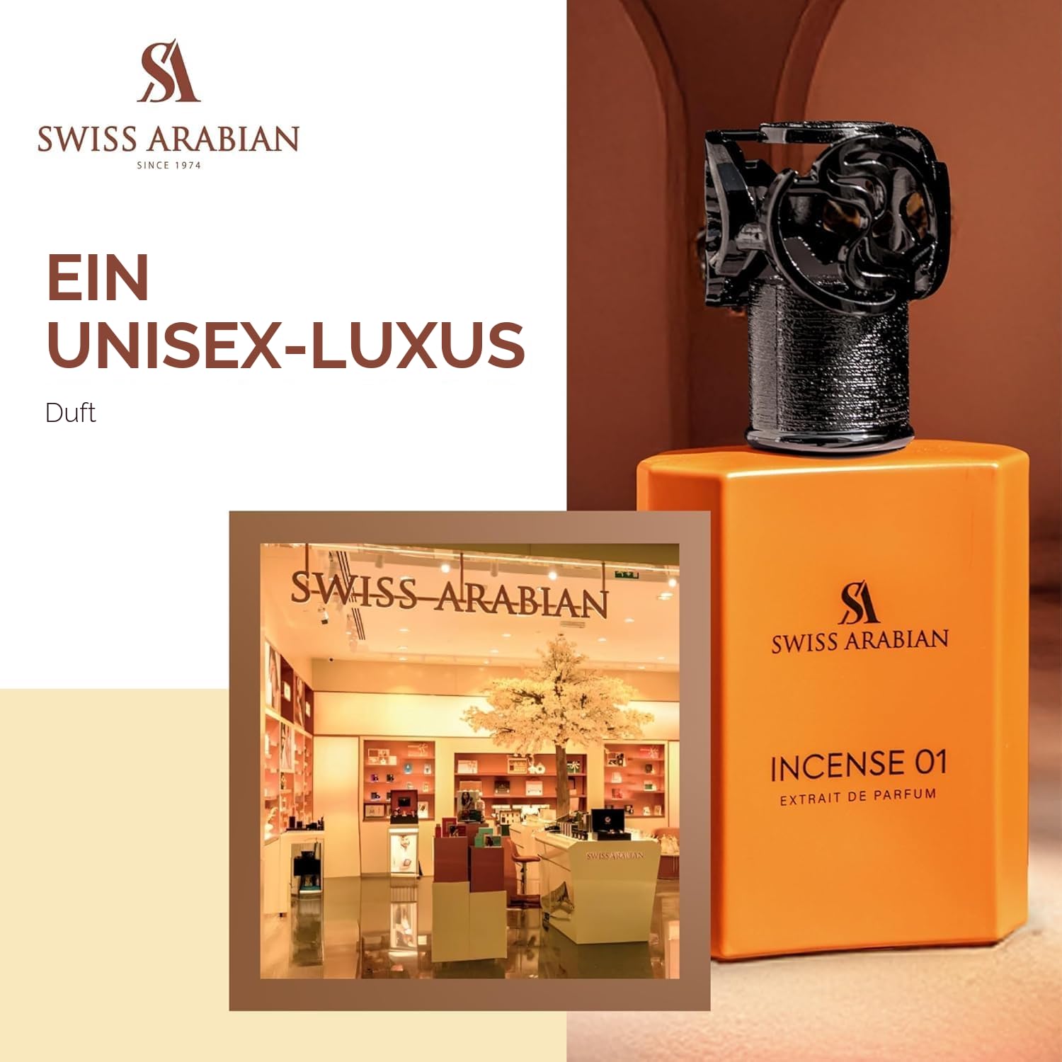 Swiss Arabian Incense 01 Extrait De Parfum Unisex 50ML - Eine Mystische Verschmelzung von Rauchigem Weihrauch, Warmen Hölzern und Würziger Eleganz - Betörend Holzig-Würziger Duft