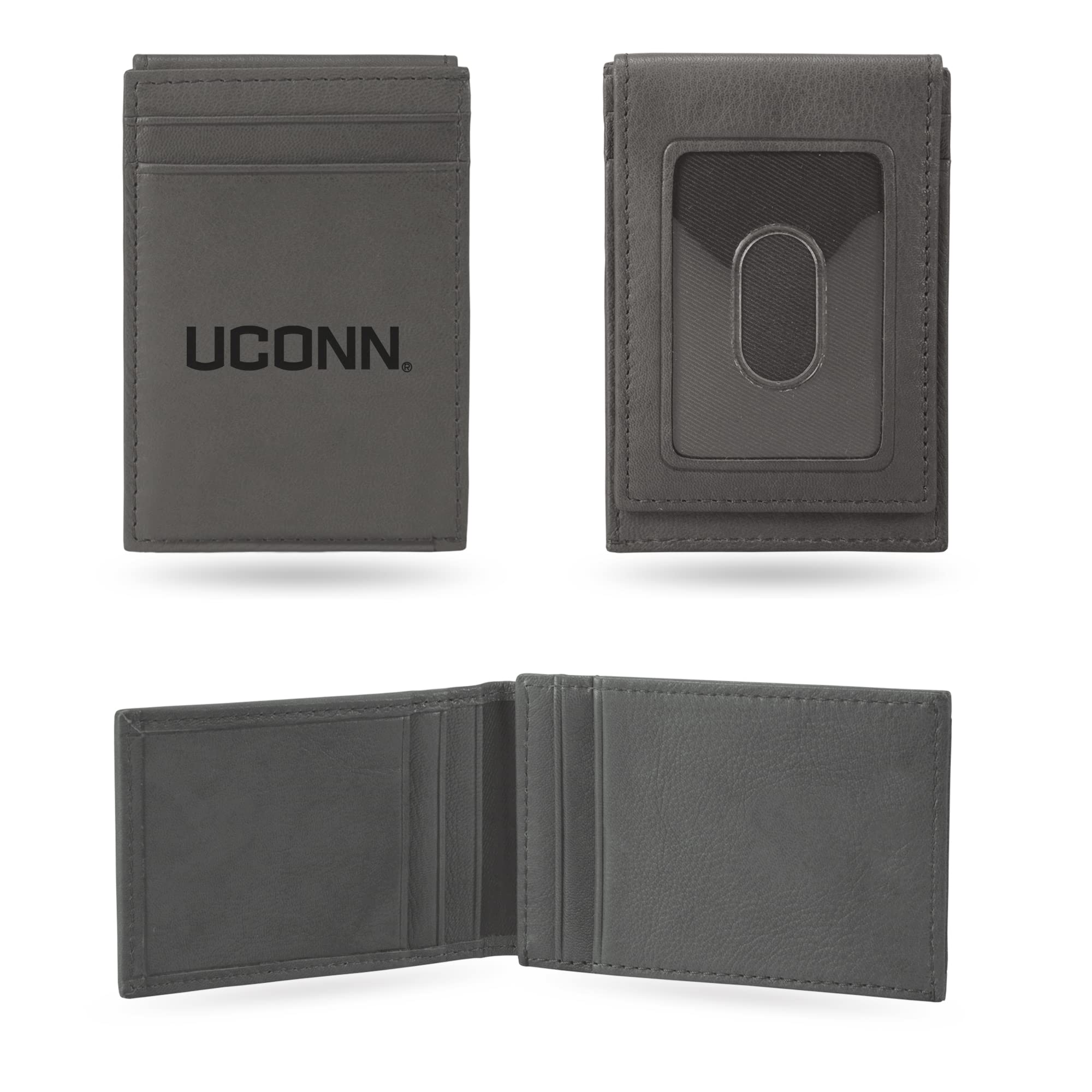 Rico Industries NCAA Gray Laser Engraved Front Pocket Wallet - Compact/Comfortable/Slim