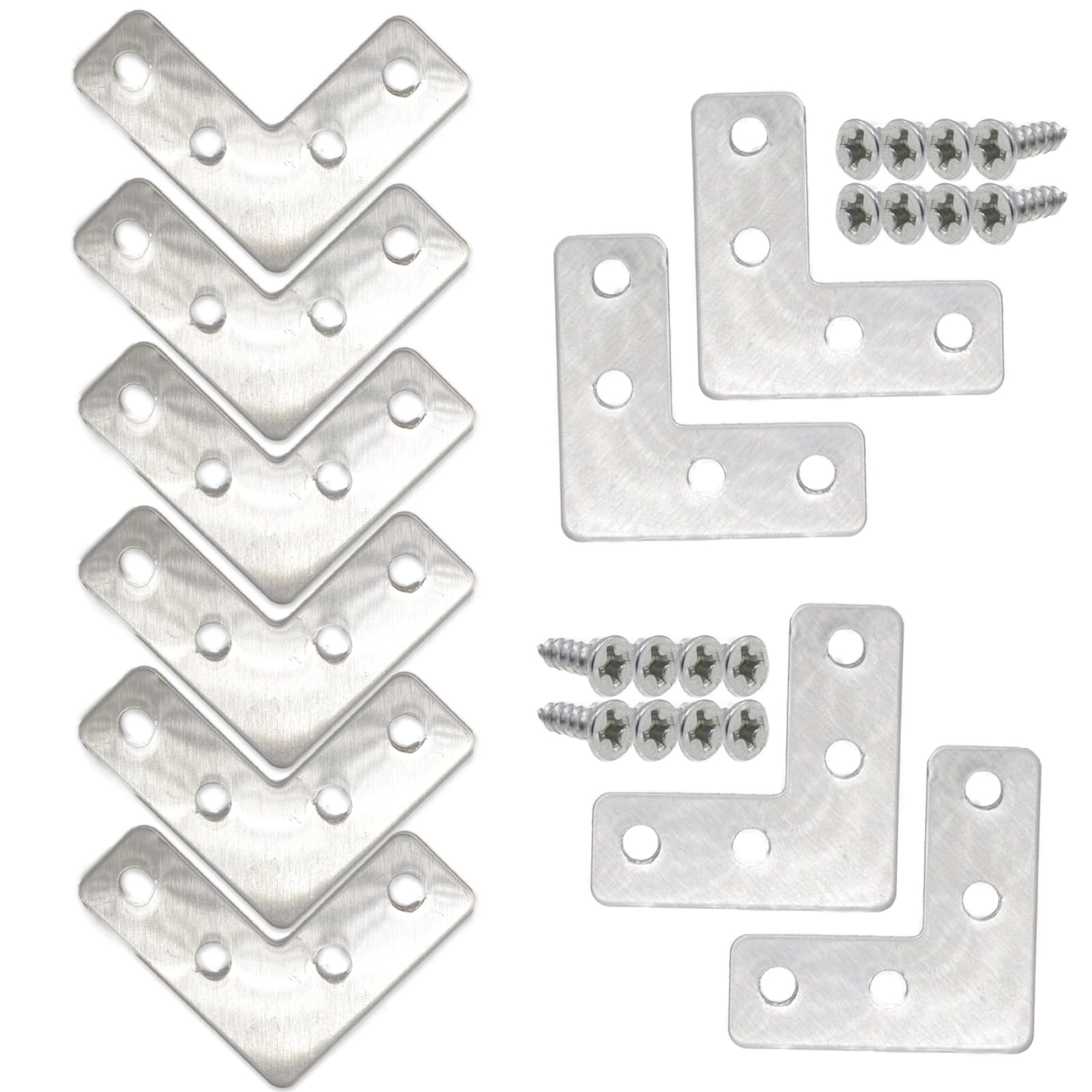20-Pack Stainless Steel L-Shape Corner Brace 1.6x1.6Inch for Wood