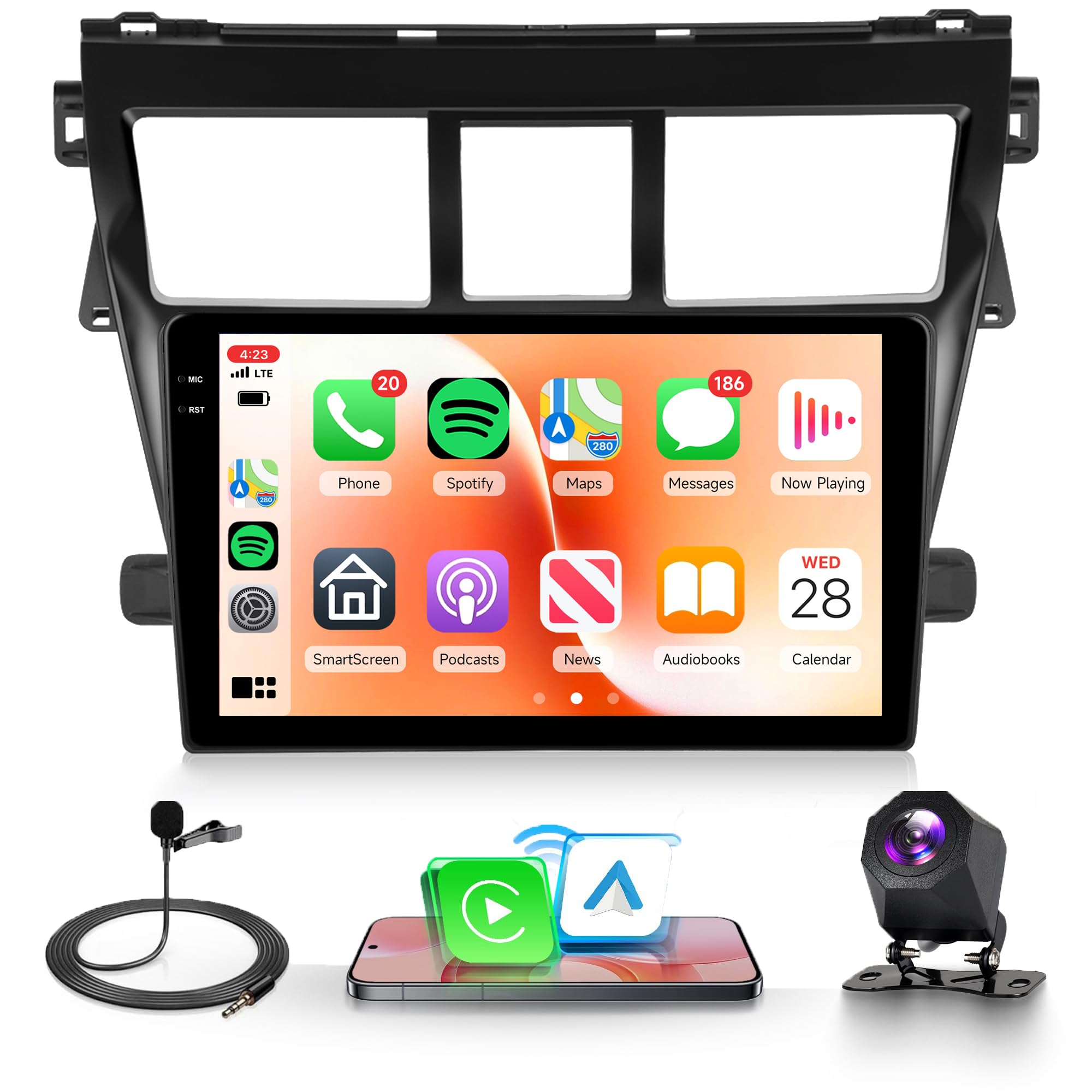 RoverOne Autoradio Per Toyota Yaris (2005-2011) Con Navigatore GPS, Touch Screen, Bluetooth, WiFi E Supporto Apple CarPlay & Android Auto - 4