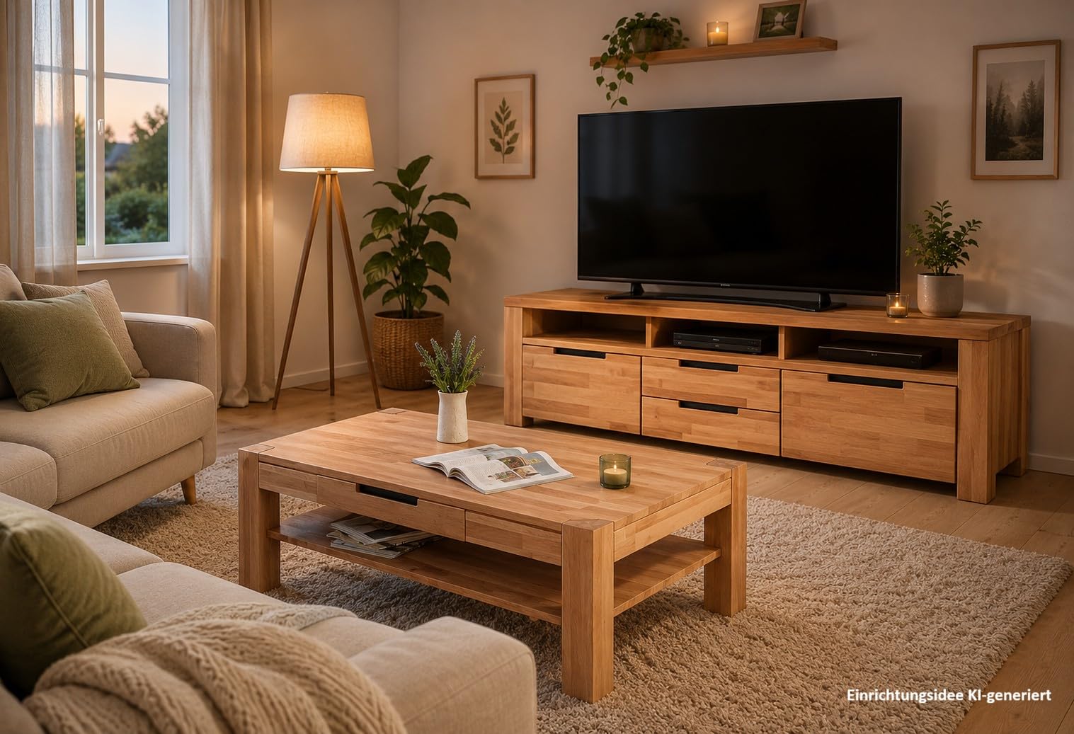 TV Kommode/Lowboard Kernbuche massiv geölt