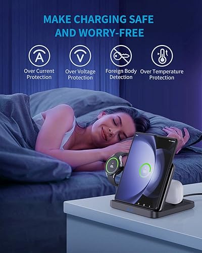 Miniatura 8 de JOYVEVA Estación de carga inalámbrica para Samsung Z Fold 5, 3 en 1 plegable de carga rápida para Galaxy Z Fold 43, Z Flip 543, S23S22, Note2010