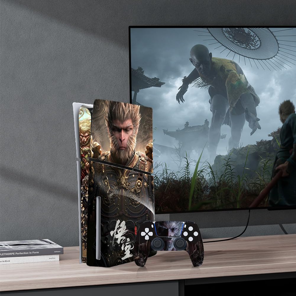 Black Myth Wukong Skin adesiva in vinile a corpo intero con decalcomania protettiva, antigraffio, per console e controller PS5 Slim Disc (P5SDisc 1245