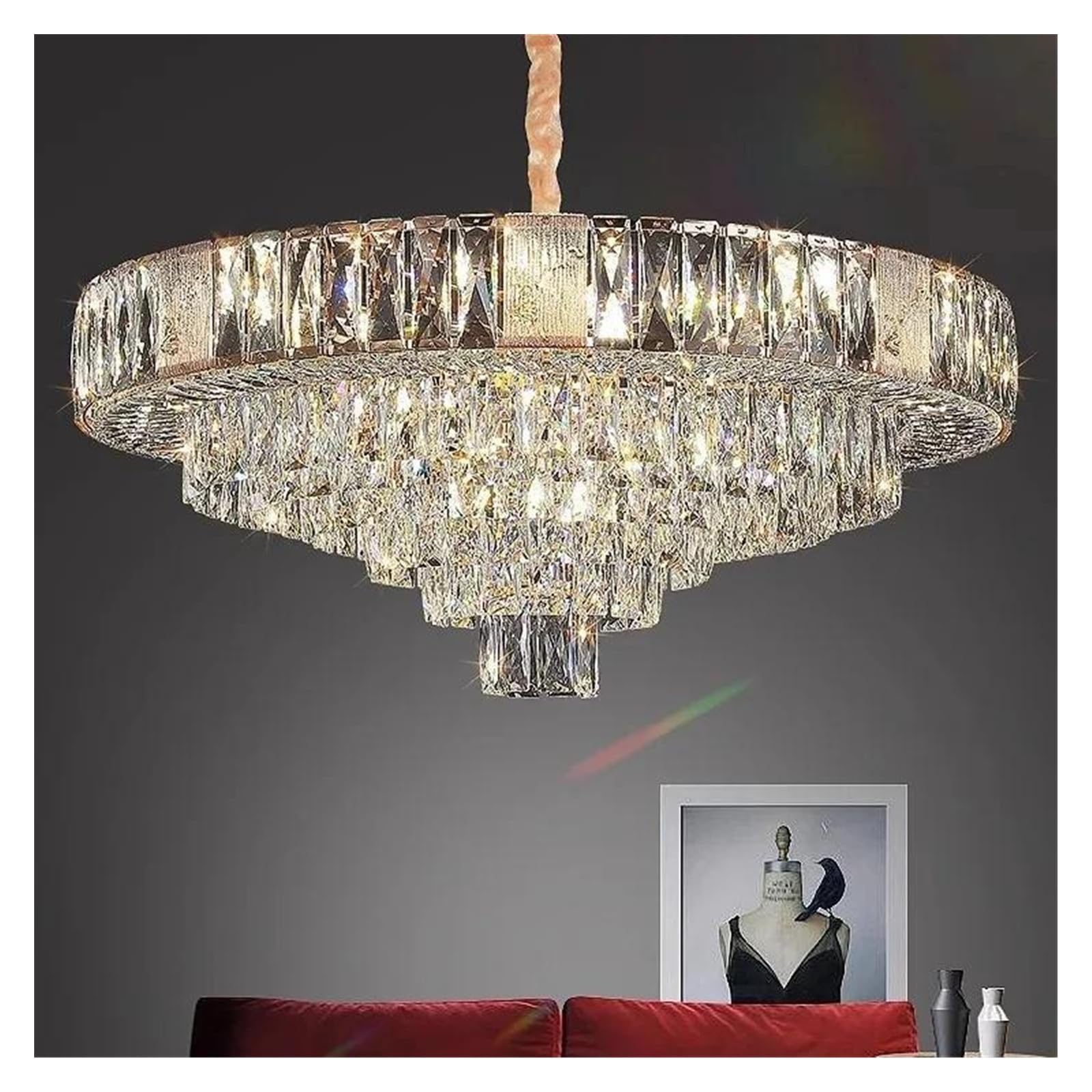 THKSGIV Modern Chandeliers Nordic Luxury Crystal Chandelier Home Decoration Lustre for Living Room Dining RoomBedroom Long Hanging Ceiling Pendant Lamps(Changeable,Dia80cm)