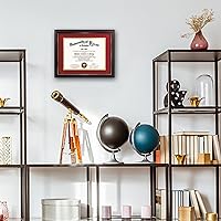 Vista 2 de GraduationMall - Marco para certificado, diploma y documentos con cristal real, aspecto de madera profesional y cuentas doradas, color caoba y blanco