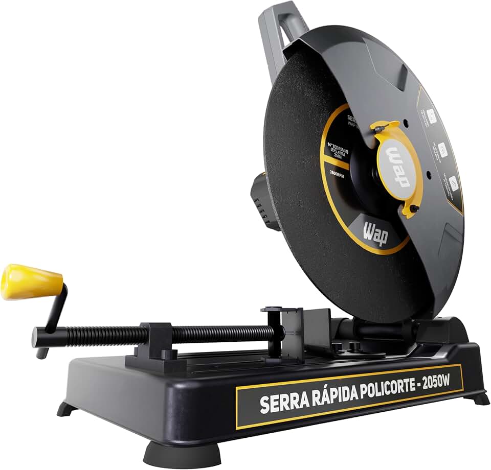 WAP Serra Policorte de Bancada 14" WF SP01, Profissional, com Morsa de 90° a 45° e Empunhadura Extra, 2050W 127V