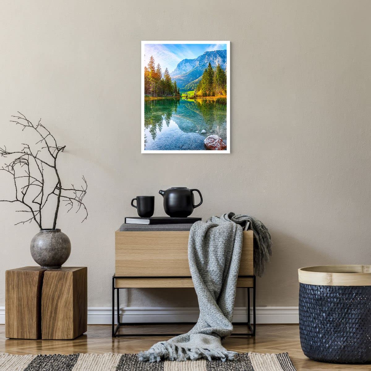 Affiche Déco Murale Moderne 40x50 Cm - Motif Montagnes Nature - Papier Premium 200g/m², Cadre MDF 2 Cm - Prête à Accrocher, Sans Reflets