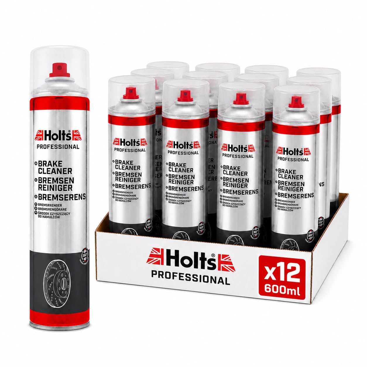 Holts Brake Cleaner Spray, Disc Brake Clutch & Parts Cleaner, 12 x 600ml