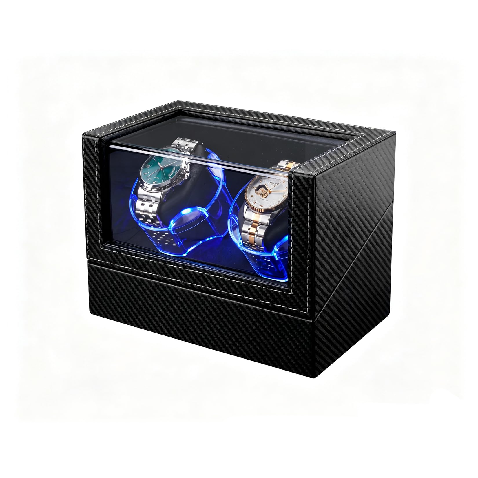 Dual Watch Winder with Quiet Motor, Clear Rotors with LED &amp; Auto-Stop