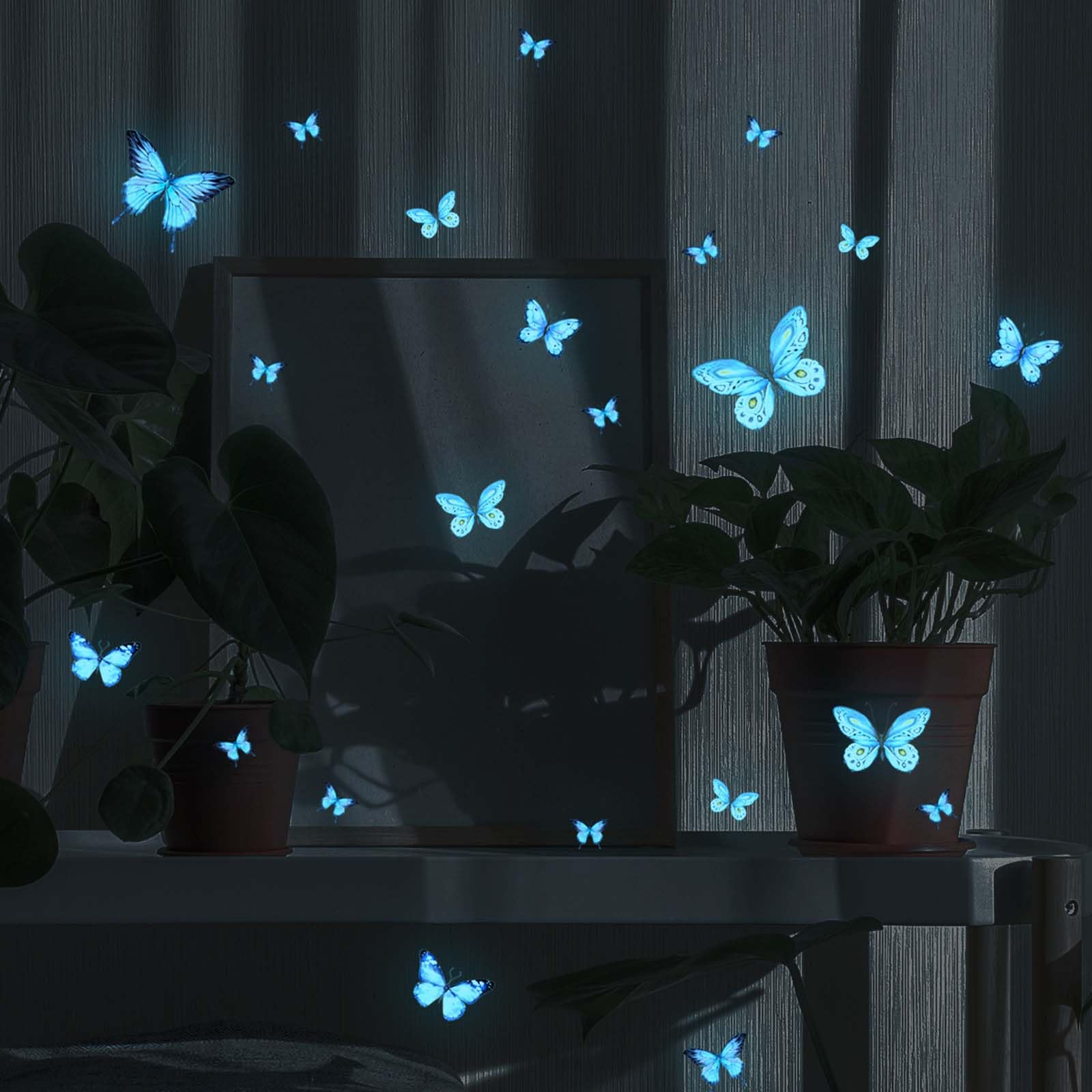 Adesivi Murali Luminose Fluorescenti al Buio, Stickers Murali Farfalla Decorazioni Parete Effetto Notte per Camera da Letto Soggiorno Cameretta Bambini Farfalle Decorative Blu