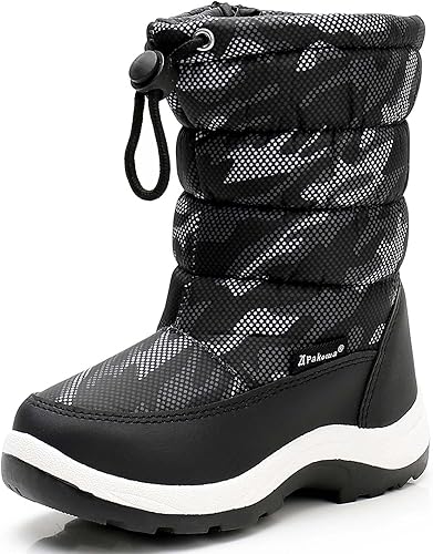 Apakowa New Kids Boys Cold Weather Snow Boots (Toddler/Little Kid) (Color : Grey/black, Size : 11 M US Little Kid)