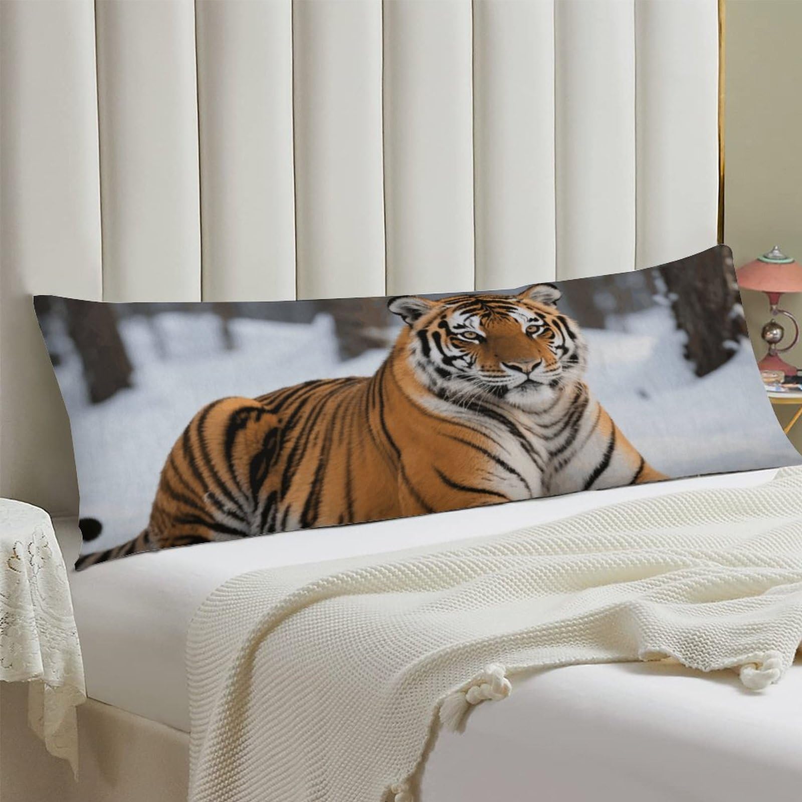 Body Pillow Cover 20x54 Long Pillow Case with Invisible Zipper Breathable Microfiber Siberian Tiger Pillowcase Soft Cozy Protector for Bedroom Couch Sofa Bed Home Decor All Seasons