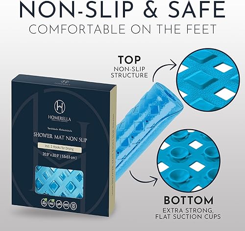 Miniatura 5 de homerella Tapete de ducha antideslizante antideslizante para cabina de ducha interior, tapete de ducha antideslizante cuadrado de 21 x 21 pulgadas