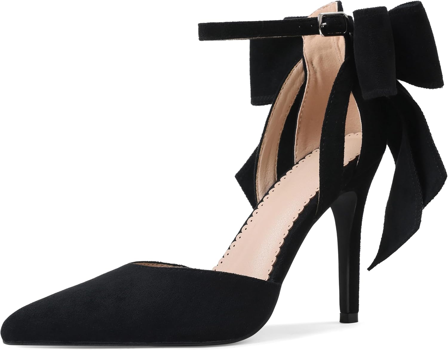 SaraIris Women's Black Bow Heels Pointy Toe Stiletto High Heel Dress Pumps Comfortable Elegant Shoes