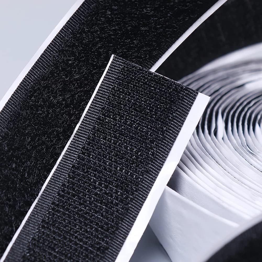 GuangTouL Self-Adhesive Hook and Loop Strips Tape Roll, 2 Inch 16.4 Feet Black Heavy Double Sided Sticky Duty Strips Industrial Strength Sticky Fastener Interlocking Fastener