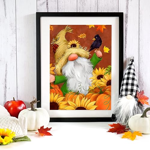 Miniatura 3 de NAIMOER Kits de arte de diamantes de gnomos para adultos, taladro completo para otoño, Acción de Gracias, kit de arte de diamantes 5D, arte de