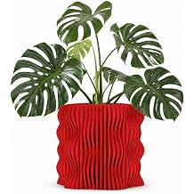 SOOQOO Large 3D Printed Modern Minimalist Planter Pots - 10 Inch Planter Pots with Drainage Plug - Large Flower Planter for Indoor Plants - Biodegradable Flower Planter for Home Garden Office Muxel