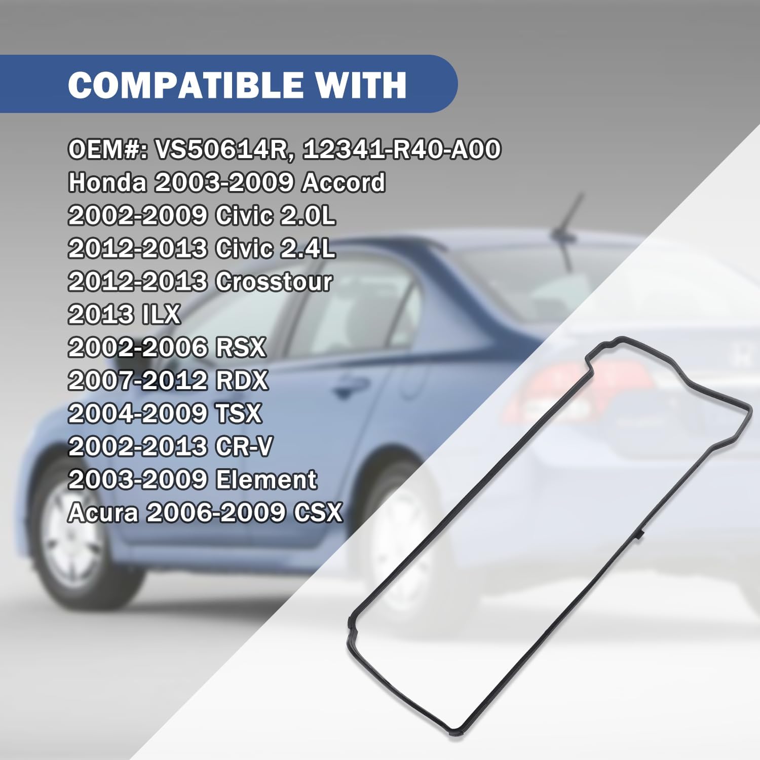 Car Engine Valve Cover Gasket Set,Automotive Replacement Valve Cover Gasket Sets OEM#VS50614R 12341-R40-A00,Rubber Valve Cover Seal Gasket Compatible with Acura Honda CR-V Civic